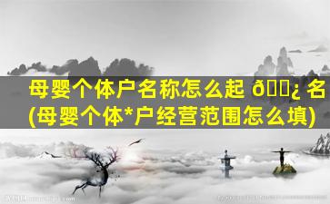 母婴个体户名称怎么起 🌿 名(母婴个体*
户经营范围怎么填)